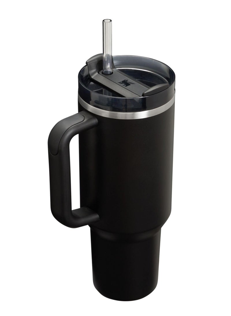 Stanley - 40 oz Stainless Steel Vacuum Insulated Cup with Lid and Straw for Water, Iced Tea or Coffee, Smoothies, Cream (Black) - Image 1