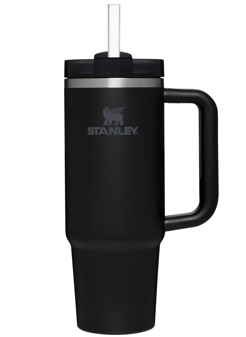 Stanley - 40 oz Stainless Steel Vacuum Insulated Cup with Lid and Straw for Water, Iced Tea or Coffee, Smoothies, Cream (Black) - Image 1