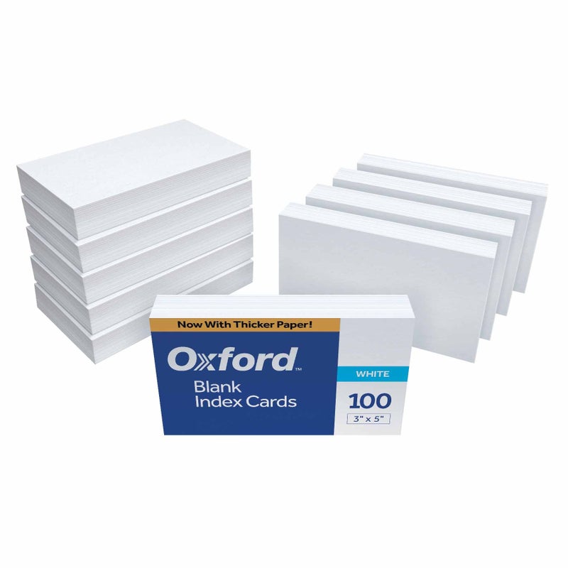 Oxford 30 (1000 PK) Blank Index Cards, 3" x 5", White, 1,000 Cards (10 Packs of 100) (30) - Image 1
