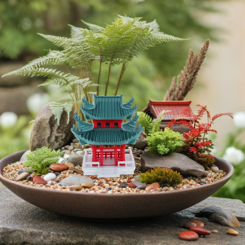Miniature Pagodas Statue: Miniature Pavilion Statue Chinese Architectural Model - Landscape Pagodas Ornament For Aquarium Fish Decor - Image 3