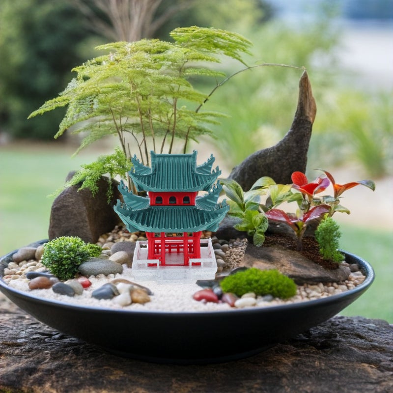 Miniature Pagodas Statue: Miniature Pavilion Statue Chinese Architectural Model - Landscape Pagodas Ornament For Aquarium Fish Decor - Image 4