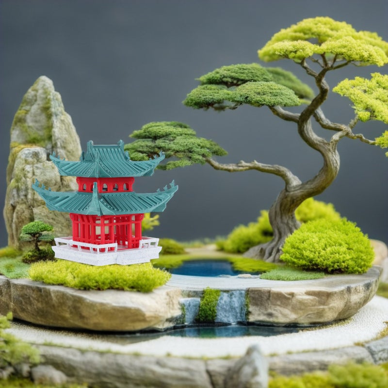 Miniature Pagodas Statue: Miniature Pavilion Statue Chinese Architectural Model - Landscape Pagodas Ornament For Aquarium Fish Decor - Image 2