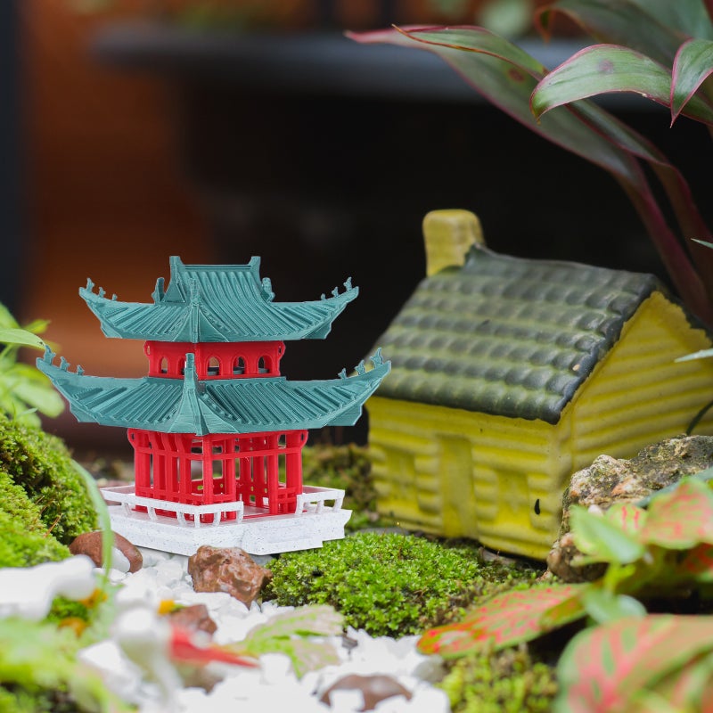 Miniature Pagodas Statue: Miniature Pavilion Statue Chinese Architectural Model - Landscape Pagodas Ornament For Aquarium Fish Decor - Image 1
