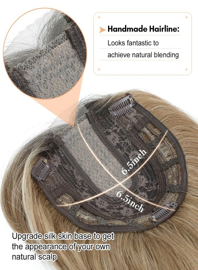 UDU 20in Wavy Hair Toppers for Women with Thinning Hair - Ombre Highlight Synthetic Clip-In Wiglets with Fringe Bang - Image 3