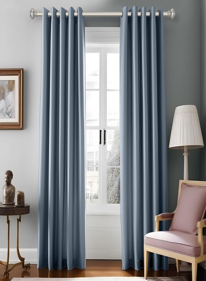 SIMEWIN Heavy Duty Curtain Rods for Windows 48 to 84 Inches, 1 Inch Silver Curtain Rods for Bedroom, Living Room, Patio, Kitchen, Adjustable Curtain Rods with Classic Finials, Silver Finishing - Image 3