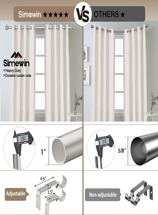 SIMEWIN Heavy Duty Curtain Rods for Windows 48 to 84 Inches, 1 Inch Silver Curtain Rods for Bedroom, Living Room, Patio, Kitchen, Adjustable Curtain Rods with Classic Finials, Silver Finishing - Image 4