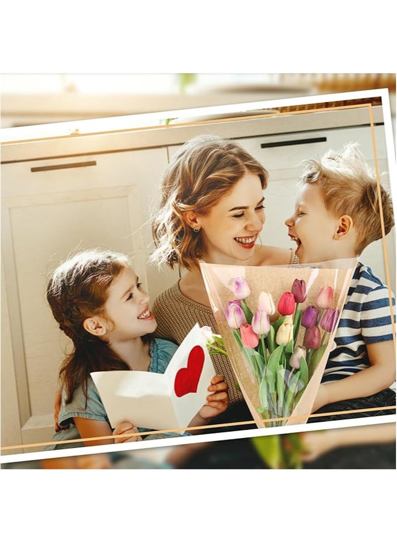 Apustim 50Pcs Flower Packaging Bags，Kraft Paper Flower Packaging Covers，Bouquet Bags Transparent Flower Packaging Covers With Ribbon For Wedding Birthday Graduation Anniversary Supplies - Image 4