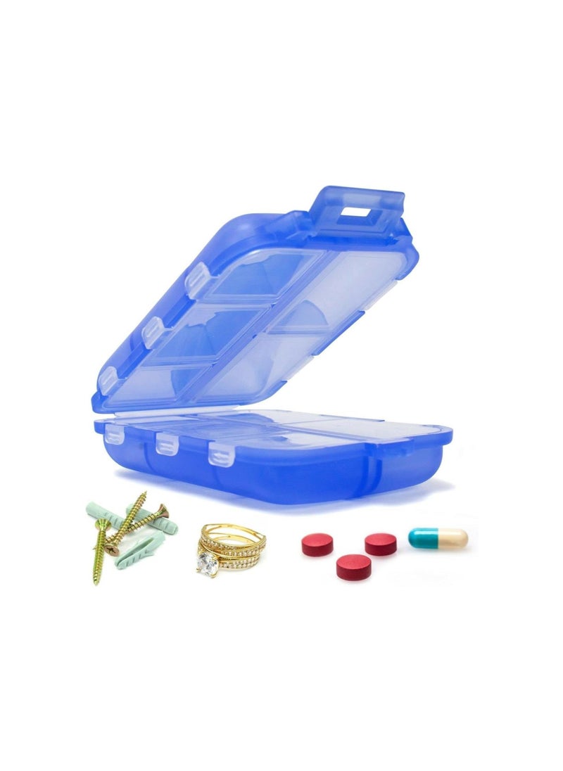 silvercnc - Homezo Pill Case, Homezo 10 Grids Pill Case, Portable Small Weekly Travel Pill Organizer, Portable Pocket Pill Box Pill Container (Blue) - Image 1