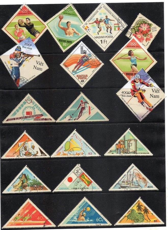 PHILAIMPEX Diamond & Triangle Shape 25 Different Fine Used Stamp + CTO [Multiple Prints] - Image 1
