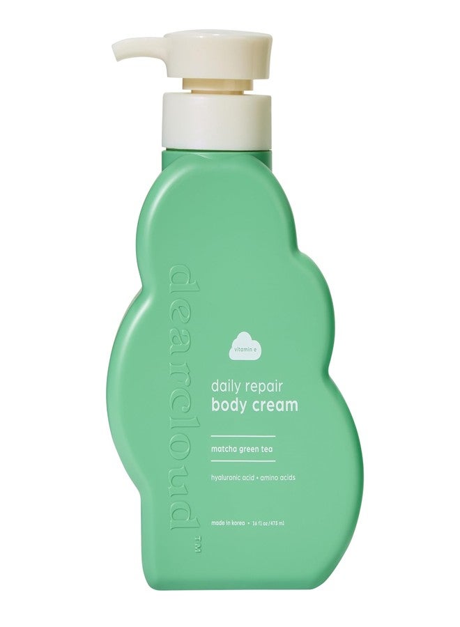 dearcloud Daily Repair Body Cream - Matcha Green Tea - Vitamin E & Hyaluronic acid - Korean Moisturizer & Body Lotion for Dry Skin (16 fl oz)