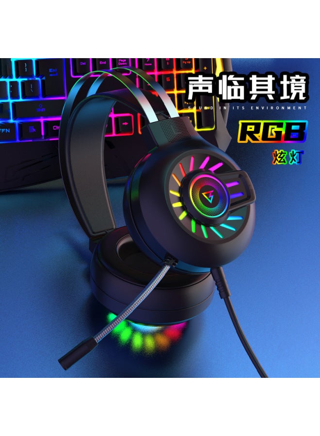 Forev Fvg97 Wired Microphone Head-mounted Wire-controlled Headphones Pink Game Rainbow Luminous Computer 7.1 Channel Headphones - Image 2