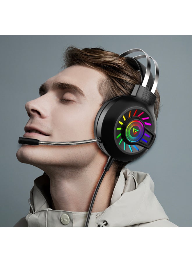 Forev Fvg97 Wired Microphone Head-mounted Wire-controlled Headphones Pink Game Rainbow Luminous Computer 7.1 Channel Headphones - Image 3