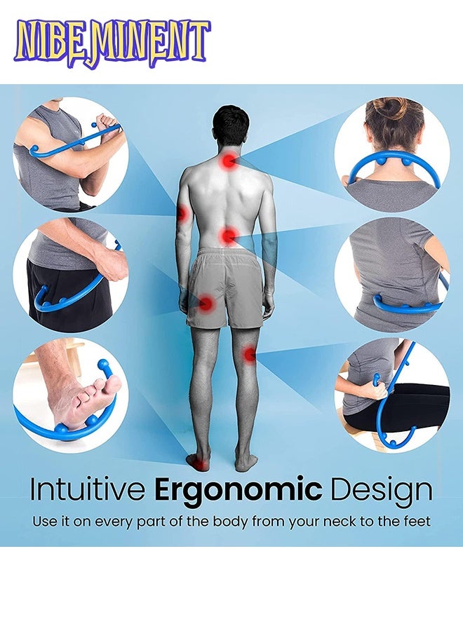NIBEMINENT Massage Trigger Point Cane, Body Deep Tissue, Handheld Back, Neck, Shoulder, Leg and Feet Massager Rod, Muscle Release Tool Self Massage Hook Cane for Women & Men, Blue - Image 3