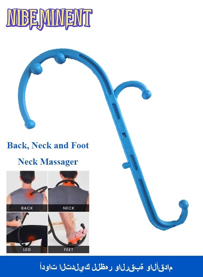 NIBEMINENT Massage Trigger Point Cane, Body Deep Tissue, Handheld Back, Neck, Shoulder, Leg and Feet Massager Rod, Muscle Release Tool Self Massage Hook Cane for Women & Men, Blue - Image 1