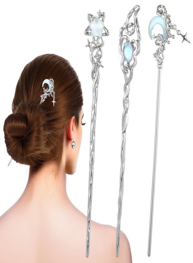 Pmeixcy أعواد شعر للكعكة، أعواد شعر، دبابيس شعر جديدة على الطراز الصيني مزينة بشرابة وزهور، أعواد شعر معدنية عتيقة لتزيين شعر الهانفو - Image 1