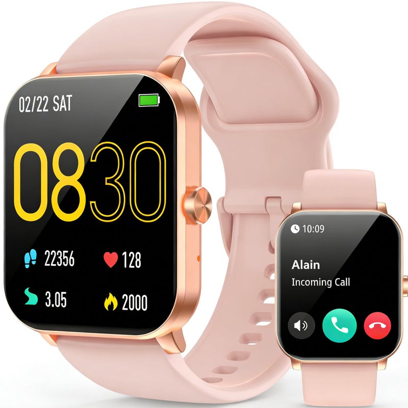 QONBINK Smart Watch, Smartwatches for Men Women, 1.85" HD Fitness Tracker (Answer/Make Calls), 120+ Sport Modes, Heart Rate/Sleep Monitor, IP68 Waterproof Fitness Watch, Smartwatch for Android iOS (Pink) - Image 1