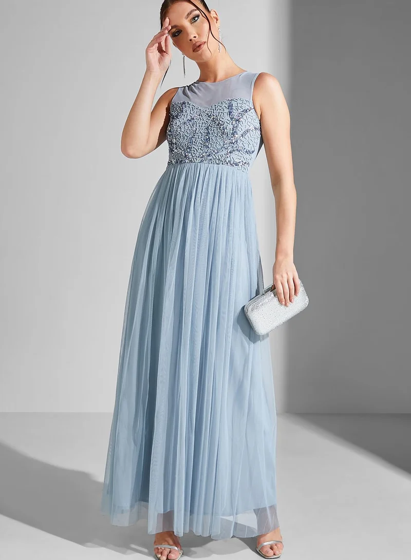 Namshi x Julia Embellished Bodice Maxi Dress