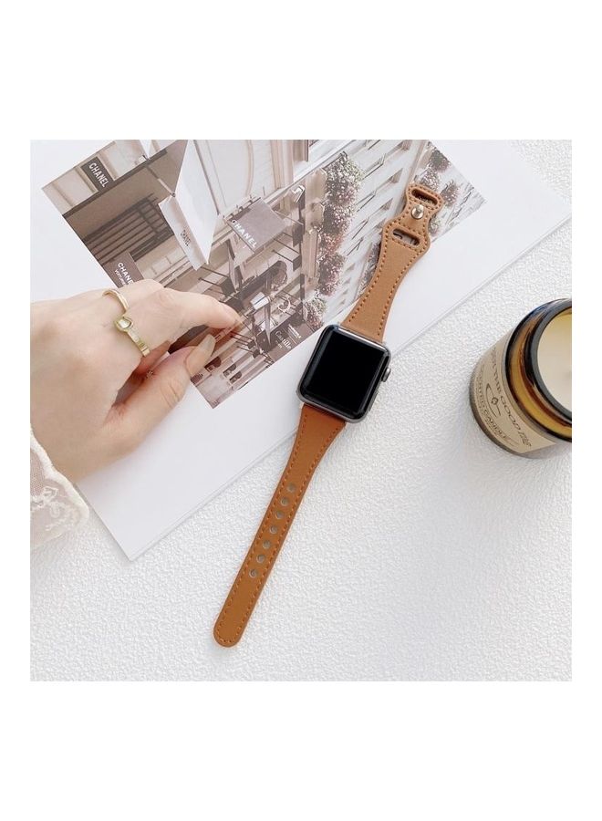 NIBEMINENT Ethnic Replacement Watchband for Apple Watch Series 1/2/3/4/5/6/7/SE 38/40/41mm Brown - Image 1