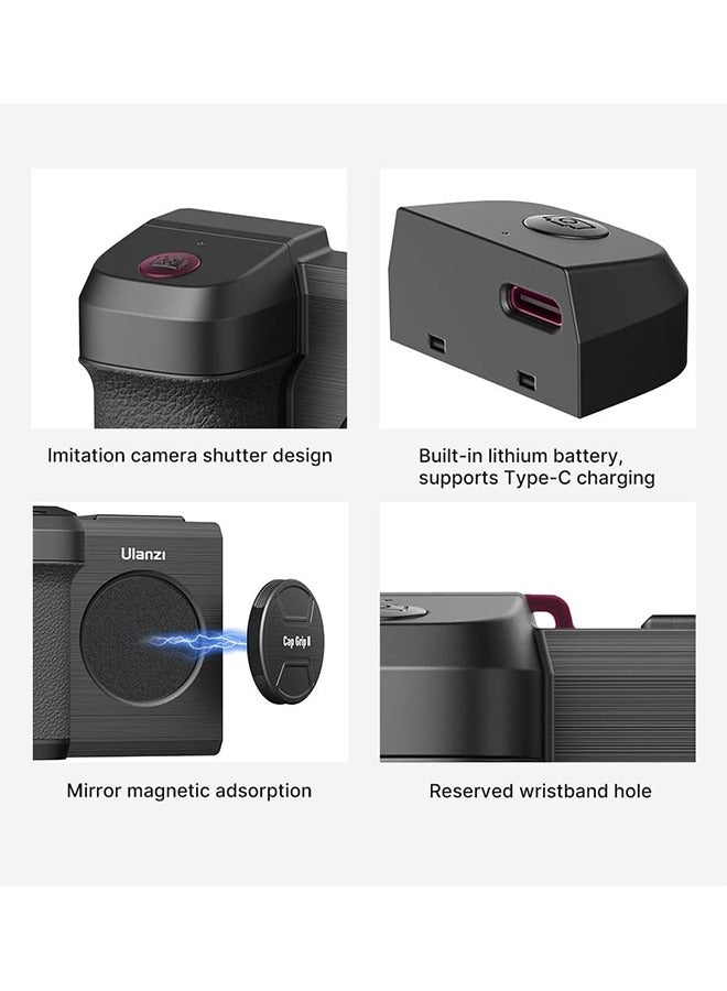 يولانزي قبضة كاميرا هاتف ذكي CapGrip II مع جهاز تحكم عن بعد وزر الغالق وقاعدة تثبيت ثلاثية القوائم 1/4" وقاعدة للهواتف لجهاز iPhone 16 15 14 13 Max Pro وسامسونج وهواتف أندرويد للتصوير الذاتي وتصوير الفيديو - ULANZI CG01 - Image 5