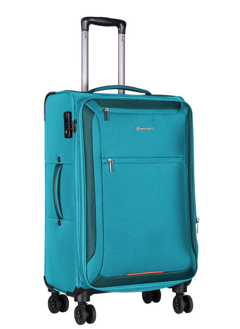 إيمينينت Unisex Soft Travel Bag Trolley Luggage Set of 3 Polyester Lightweight Expandable 4 Double Spinner Wheeled Suitcase with 3 Digit TSA lock E751 Green