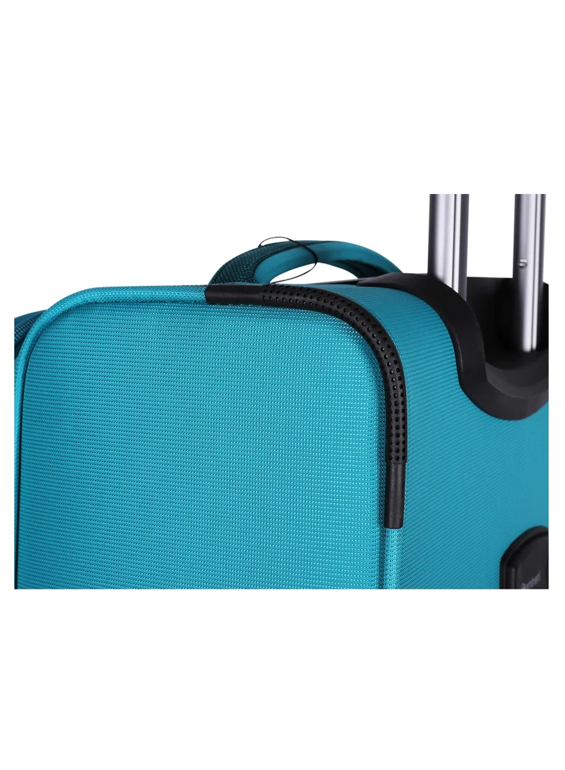eminent Unisex Soft Travel Bag Trolley Luggage Set of 3 Polyester Lightweight Expandable 4 Double Spinner Wheeled Suitcase with 3 Digit TSA lock E751 Green