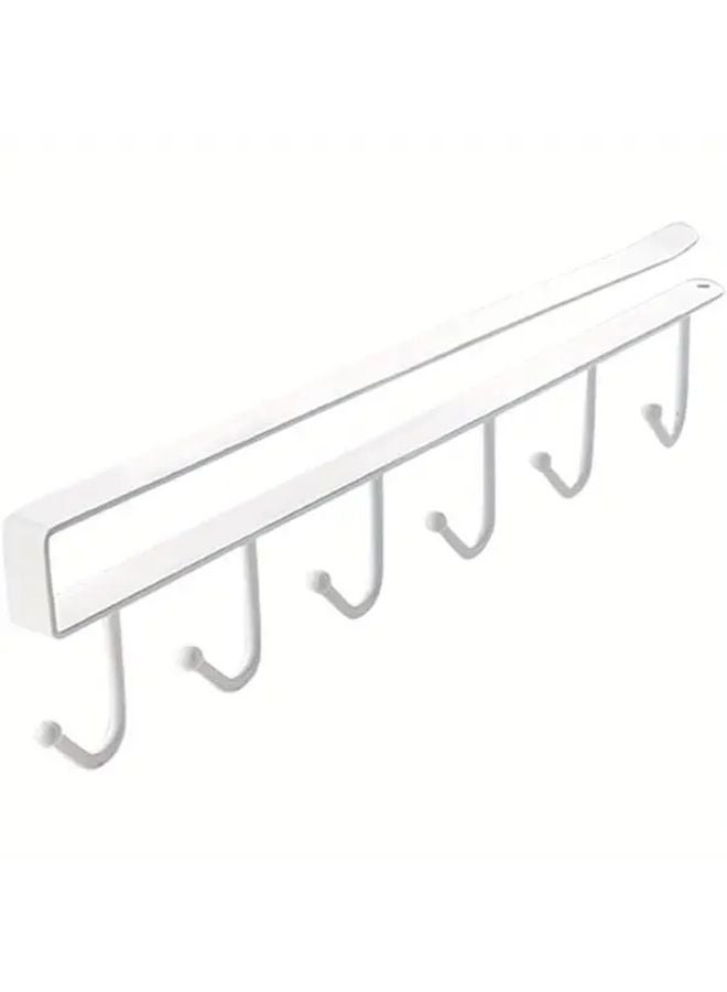 خطاف خزانة معدنية ثقيلة أبيض بدون تثبيت بالمسامير تعليق خالٍ من التلف منظف موفر للمساحة - Image 2