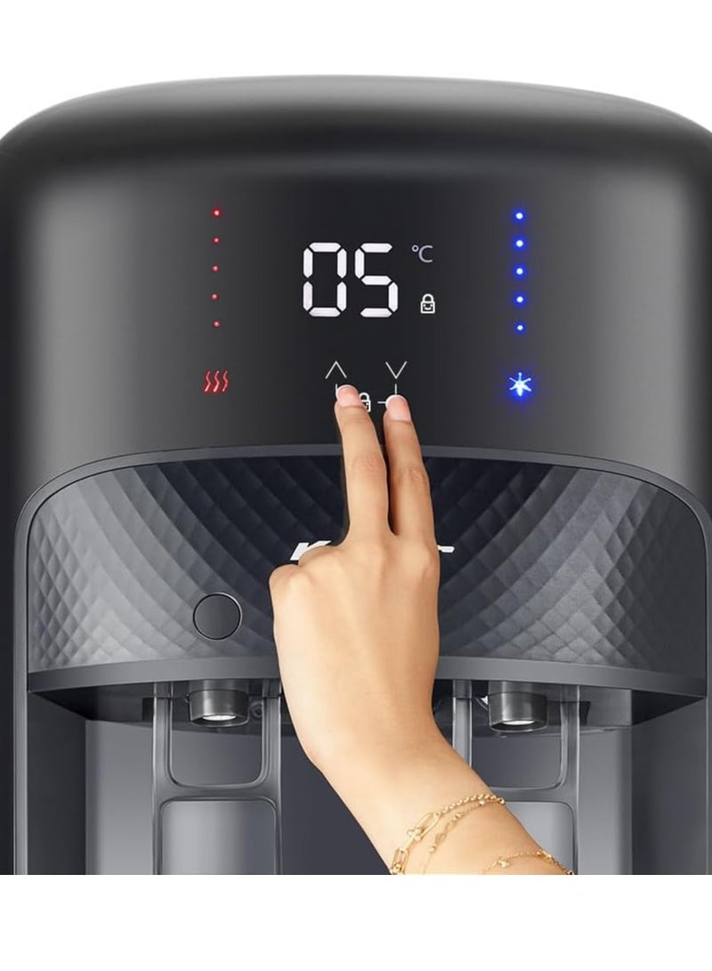 كولداير موزع مياه قائم بذاته بتحميل علوي مع ثلاجة تبريد من كولدير، نوع ايه اف، شاشة ديجيتال، قفل أمان للأطفال، حنفيتين ساخن وبارد، أسود - Image 4