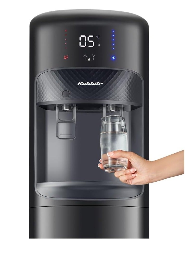 كولداير موزع مياه قائم بذاته بتحميل علوي مع ثلاجة تبريد من كولدير، نوع ايه اف، شاشة ديجيتال، قفل أمان للأطفال، حنفيتين ساخن وبارد، أسود - Image 5