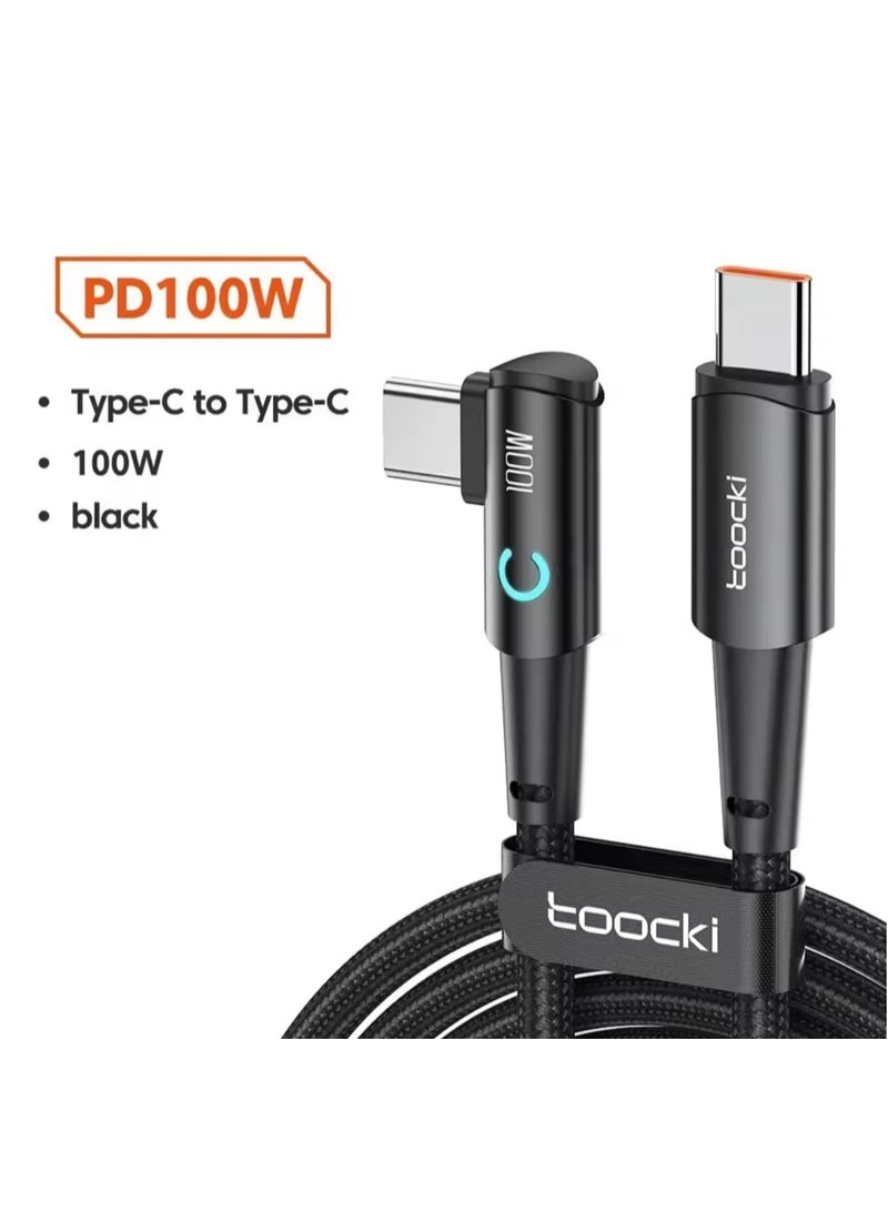 Toocki  USB C TO USB C Cable 90 Degree For iPad MacBook Pro Xiaomi Samsung Huawei Fast Charging cable - Image 1