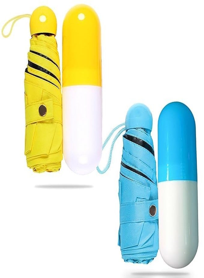 ROMILAS Capsule Umbrella (Yellow & Blue, Pack of - 2) - Image 1