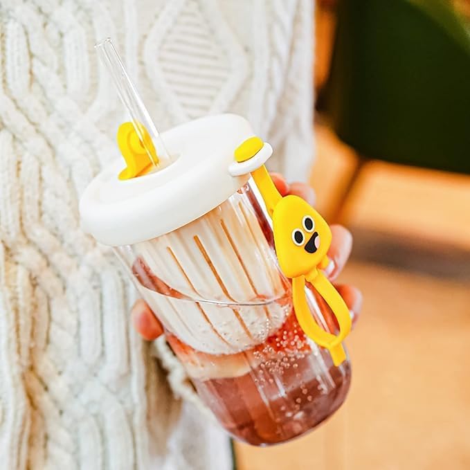 VISMII Glass Tumbler with Fruit Infuser Lid and Straw Reusable Boba Cup for Smoothies Iced Coffee LeakProof Sipper with Silicone Sleeve - Image 4