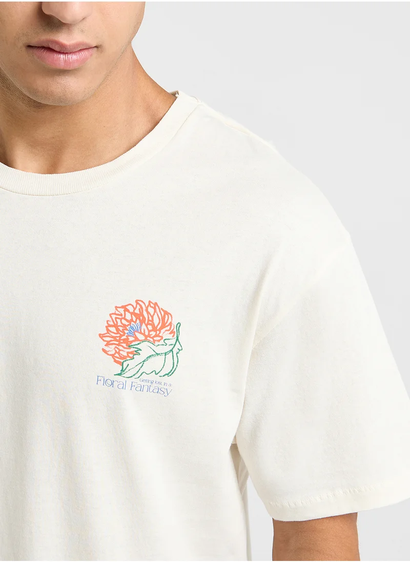 جاك اند جونز Jorfloral Graphic Crew Neck T-Shirt