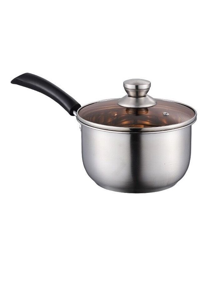 إن كي أكس طقم أواني طهي مكون من 4 أواني شوربة من الفولاذ المقاوم للصدأ وإناء حليب بيد واحدة مع غطاء زجاجي مقوى - Image 2