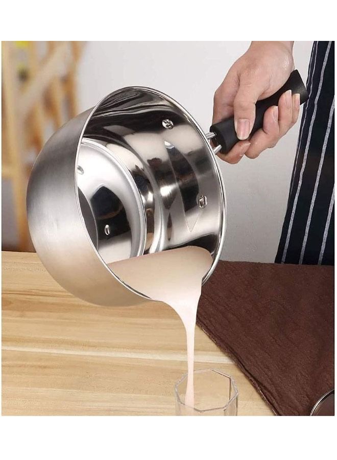 إن كي أكس طقم أواني طهي مكون من 4 أواني شوربة من الفولاذ المقاوم للصدأ وإناء حليب بيد واحدة مع غطاء زجاجي مقوى - Image 4