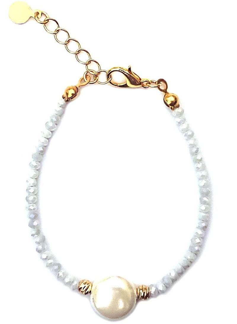 Alwan Crystal Bracelet with a Majorca Style Pearl - Image 2