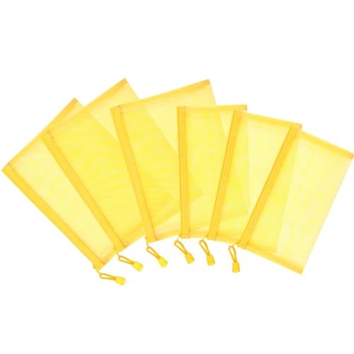 Sinzip 12 Pieces Zipper Nylon Mesh Pouch Mesh Cosmetic Bags Makeup Bags Pencil Case Multipurpose Travel Bags for Cosmetic School Office Supplies and Travel Accessories Yellow A5 - Image 3