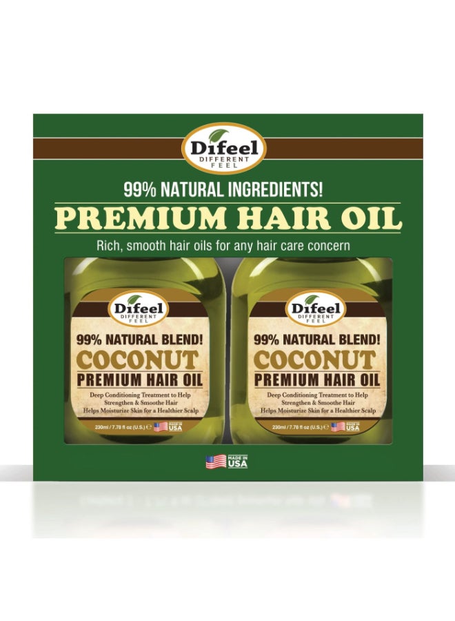 99% Natural Coconut Premium Hair Oil | Deep Conditioning, Hair Growth, Moisturizing & Nourishing (Pack of 2 x 75ml Each)