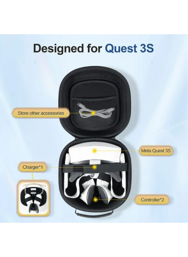 Hard Carrying Case for Meta Quest 3S/Quest 3/Quest 2, VR Gaming Headset and Touch Controllers Travel Case, Waterproof Shockproof Portable Bag with Mesh Pocket for Meta - Image 3