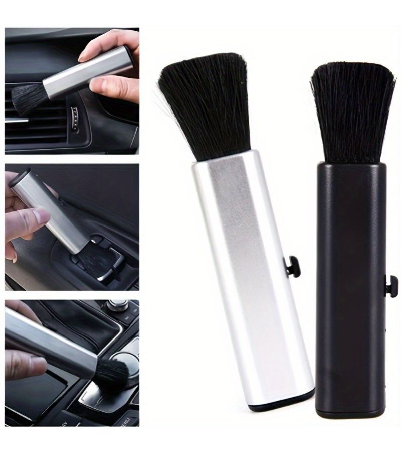 Silvery Retractable Car Cleaning Brush With Telescopic Handle For Keyboard - Image 1
