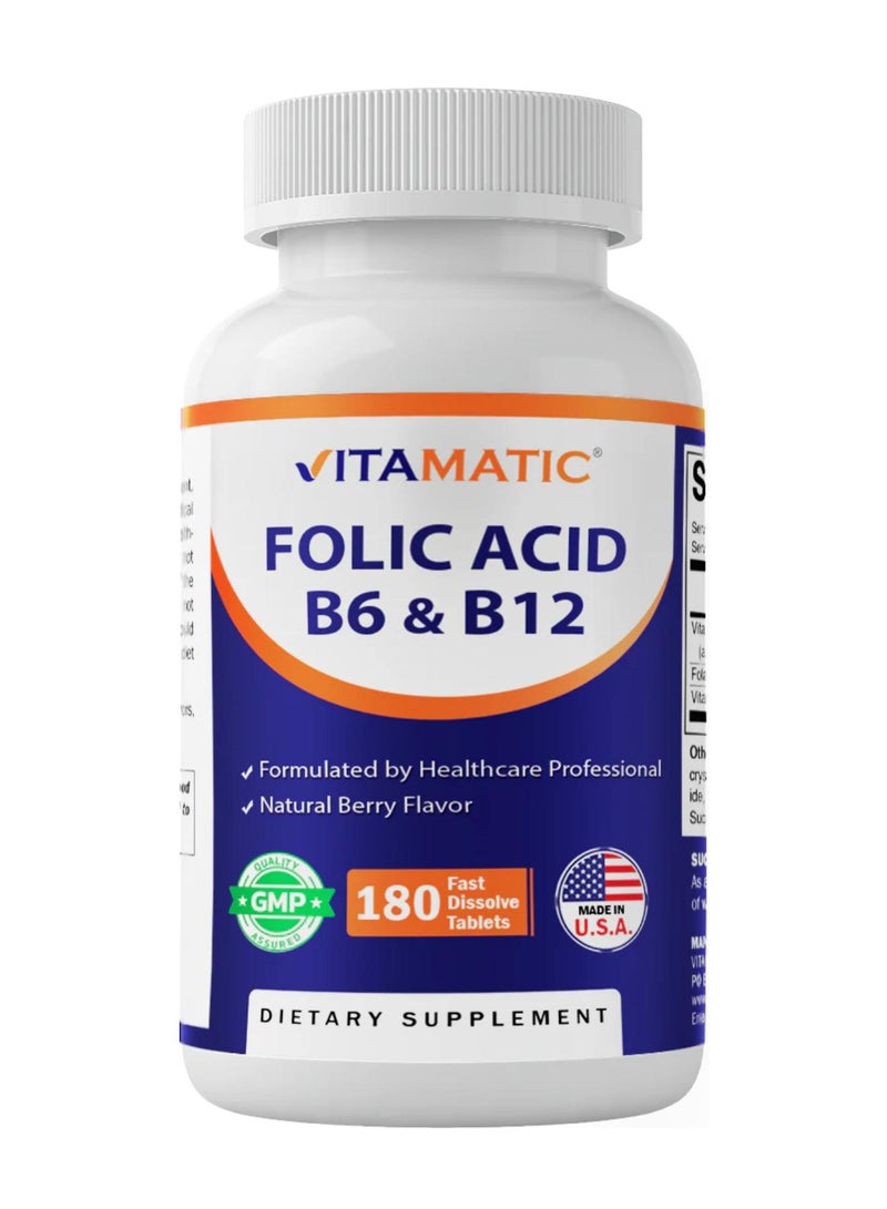 Vitamatic Folic Acid B6 & B12 Natural Berry 180 Fast Dissolve Tablets
