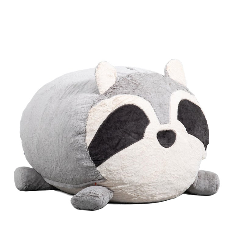 Big Joe Wild Things Foam Filled Animal Bean Bag Chair with Removable Cover Rocky Raccoon Snugglepuff Soft Faux Fur 3 feet Big