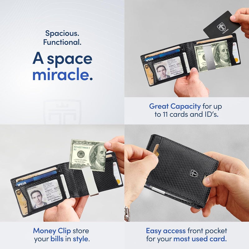 TRAVANDO Mens Wallet with Money Clip AUSTIN RFID Blocking Bifold Credit Card Holder for Men with Gift Box - Image 3