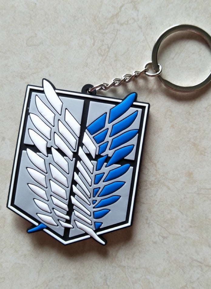 Generic Keychain and bag with the Survey Corps logo, Attack on Titan anime, made of rubber  - Image 1