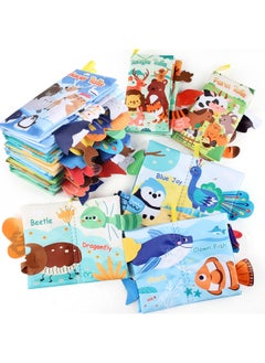 Generic Baby Baby Sea Land Air Tail Cloth Book Ocean Forest Flying Animals Palm Book Early Education Toy With Ring Paper-Color:4 Pages, 8 Sides, Farm Tail With Sound Paper  - Image 2