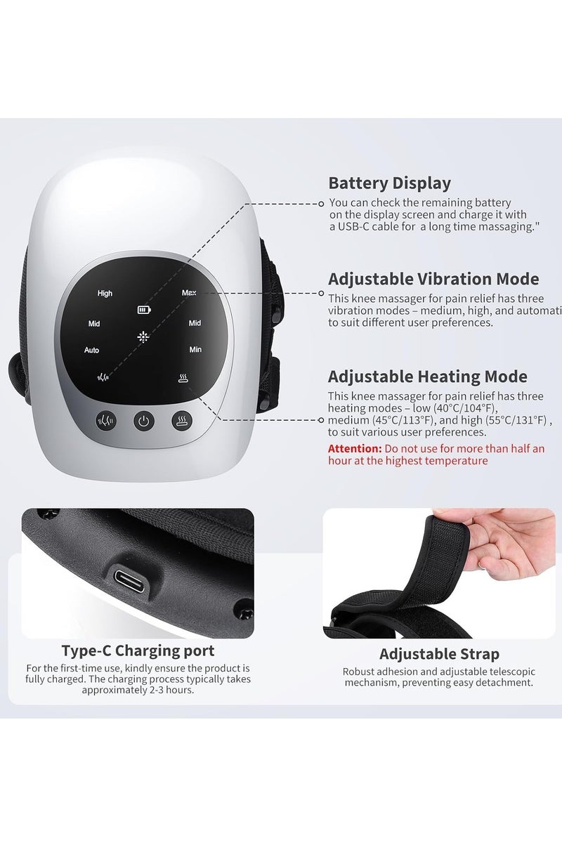 houmt Electric Knee Massager with Heating and Vibration Rechargeable Rechargeable Electronic Massage Portable Knee Massager for Knee Joint Pain Injury Swelling Stiffness  - Image 3
