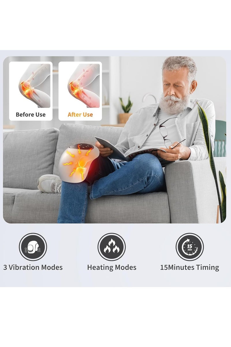 houmt Electric Knee Massager with Heating and Vibration Rechargeable Rechargeable Electronic Massage Portable Knee Massager for Knee Joint Pain Injury Swelling Stiffness  - Image 4