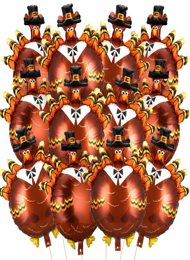 Arrowbash 24 Pcs Thanksgiving Turkey Balloons Decoration Turkey Foil Balloons for Thanksgiving Fall Harvest Themed Birthday Party Decoration Supplies Favors - Image 1