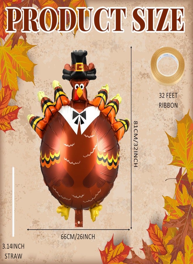 Arrowbash 24 Pcs Thanksgiving Turkey Balloons Decoration Turkey Foil Balloons for Thanksgiving Fall Harvest Themed Birthday Party Decoration Supplies Favors - Image 2