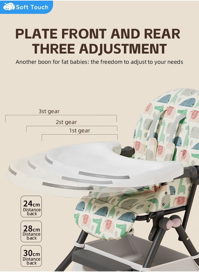 Soft Touch - Baby Feeding Dining Chair Infant Eat Booster Seat Foldable Baby High Chair with Music and Light - Image 1