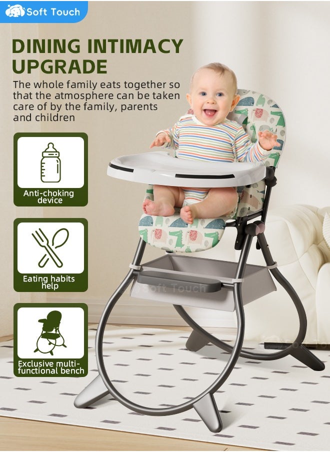 Soft Touch - Baby Feeding Dining Chair Infant Eat Booster Seat Foldable Baby High Chair with Music and Light - Image 1